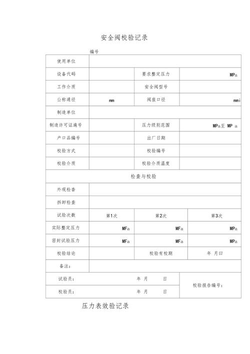 安全阀校验标准规定